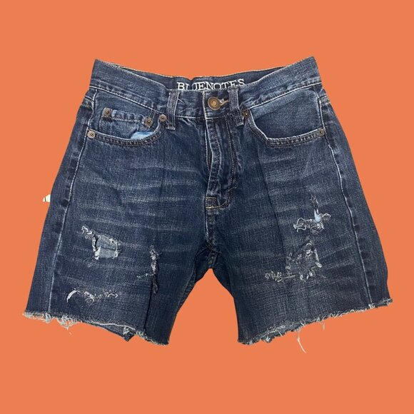 Bluenotes Distressed High-Rise Denim Shorts – Dark Wash, Women’s Size 28 - Picture 3 of 9